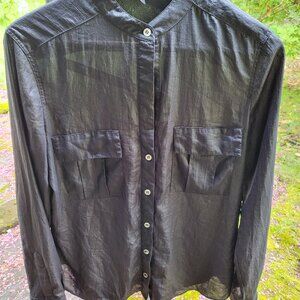 BCBGMAXAZRIA Silky Sheer Black Shirt, Small